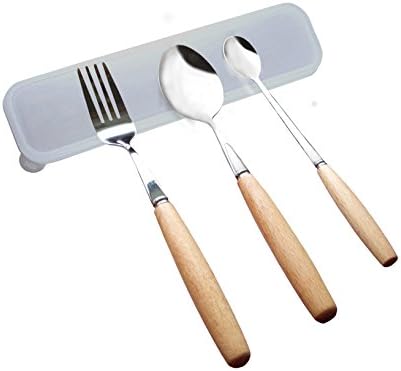 Top Value Natural Organic Wooden Handle Tableware, Stainless Steel Cutlery Serving Set for Outdoor Camping Hiking Picnic Office Lunch Family Dine Together - 1 Tablespoon 1 Dinner Fork 1 Tea Spoon