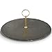 VonShef Round Natural Slate Cheese Board Server Plate Tray with Brushed Gold Carrying Handle and Gift Box - Perfect for Serving Cheese, Tapas, Cake or Dessert, Diameter 12 Inches