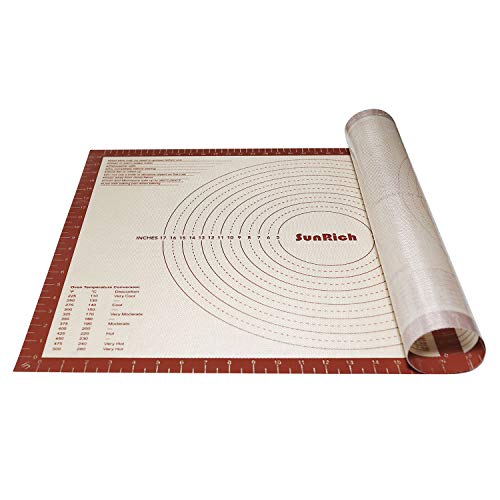 Silicone Baking Mat Pastry Board Extra Large 28''x20''- Non Stick Silicon Dough Rolling Mat Non Slip Kneading Counter liner With Measurements - Fondant/Pie Crust/Pizza/Bread/Cookie Mat by SUNRICH