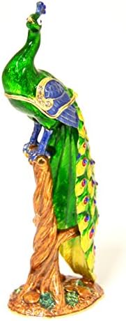 Ciel CollectablesCiel Collectables Tall Peacock on Branch Trinket Box. Hand Painted Colorful Enamel with Swarovski Crystal