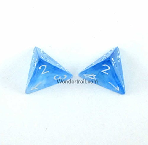 WCXPB0406E2 Sky Blue Borealis Dice with White Numbers D4 Aprox 16mm (5/8in) Pack of 2 Dice Chessex