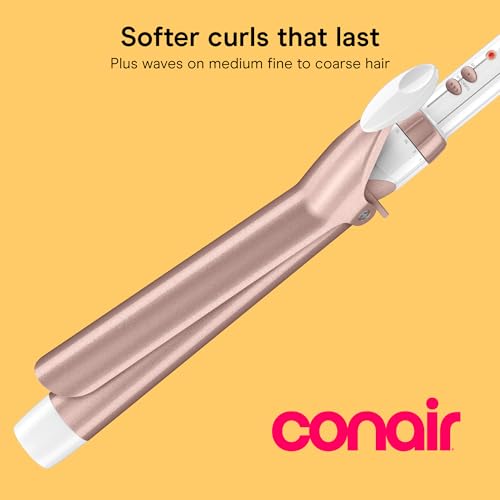 Conair Ceramic Long Barrel XL Curling Iron, 1 ¼” Barrel Produces Classic Curls – for use on Medium and Long Hair, Hair curler | Extra-long 7.5-in. Barrel With Cool Tip, Styles Loose Curls on Medium and Long Hair, White/Rose Gold, CD709L