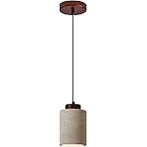 LCSMVLQ Nordic Stone Pendant Light, Cylinder Small Mid Century Modern Hanging Ceiling Light, Rustic Wood Industrial Chandelie