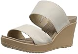 crocs Women's Leigh Ii 2-Strap W Wedge Sandal, Oatmeal, 9 M US