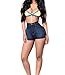 Tengo Women's High Waist Buttocks Denim Shorts(Blue,M)