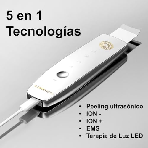 Dispositivo de Esfoliação Ultrassónica com 4 Funções: Ultrassons, Iões, EMS, LED, Remoção de Pontos Negros, Acne, Limpeza de Poros, Esfoliação (Levantamento do Kit de Iniciação)