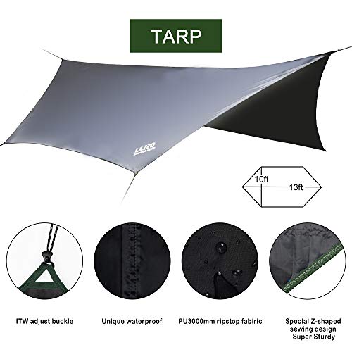 LAZZO Camping Hammock Set AllInclusive,Double Hammock,Bug Net,Tarp