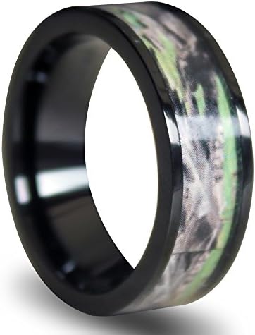 Light Weight Black Plated Flat Titanium Bands with Desert and Green Camouflage Inlay (8mm) (13)
