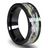 BIG SALE!!! 7mm Light Weight Titanium Camouflage Camo Bands Men's Women's Wedding Anniversary Bands Spring Fashion Rings (Black edge)