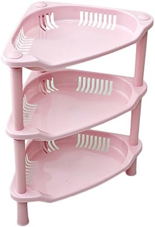 Homeleii Multifunctional 3 Tier Bathroom Corner Shelf Bathroom Kitchen Storage Rack Holder (Pink)
