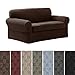Zenna Home MAYTEX Pixel Ultra Soft Stretch 2 Piece Furniture Cover Loveseat Slipcover, Chocolate