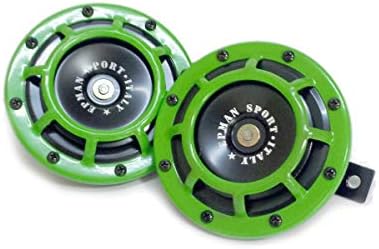 Amazon 汎用ホーン Jdm Usdm Sema ラッパ スタンス クラクション 2個セット 丸型 汎用 12v ミツバ Hella クラクション ヘラフラ グリーン インテリアパネル 車 バイク
