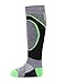 Kids Full Terry Snow Ski Socks Lightweight Warm Merino Wool Skiing Socks Skating Sock, Lime/Black/Charcoa Little Boy Ski Socks, 6-8 Years