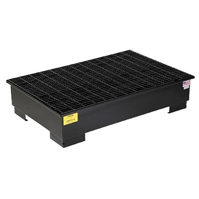 New Pig PAK239 Steel Spill Containment Pallet, 2500 lbs Load Capacity, 53-34&amp;quot; Length x 35&amp;quot; Width x 12-38&amp;quot; Height, Black
