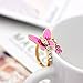 NEOGLORY Jewelry Pink Butterfly Rings with Colorful Rhinestone Birthday Christmas Gifts for Women