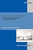 Rheinische Landesgeschichte an der Universität Bonn : Traditionen, Entwicklungen, Perspektiven, Rutz, Andreas, 3899714105
