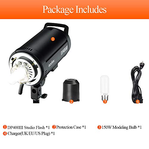 Godox DP400III Professioneller Studioblitz 1s Recyclingzeit GN65 5600k 400Ws Bowens Mount 150W Einstelllampe (DP400III) – Bild 8