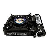 Gas ONE GS-3800DF Brass Head Burner with Dual Spiral Flame 11,000 BTU Portable Gas Stove with Heavy Duty Clear Carrying Case, CSA Listed
