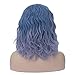 Mildiso Blue Wigs for Women Short Curly Wavy Bob Wig Ombre Blue Hair Wig with Wig Caps Cute Colorful Synthetic Wig Perfect for Daily Party M004B