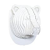 Cardboard Safari Recycled Cardboard Animal Taxidermy Bear Trophy Head, Stewart White Small
