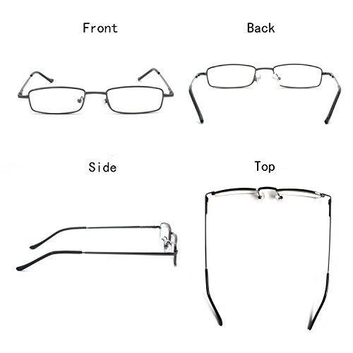3 Pack Eye-Zoom Ultra Slim Compact Lightweight Tube Reading Glasses with Portable Clip Aluminum Case, Black, Gold and Gunmetal, Strength +1.50