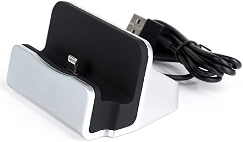7TECH Charger Dock for Iphone, Aluminum Charge Data Sync Desktop Stand Charging Cradle Dock Station Holder with Lightning Cable Connector for IPhone (Silver)
