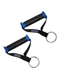 Bodylastics Manijas para bandas de resistencia para gimnasio, de alta calidad, con núcleo sólido ABS, agarre con entramado tipo waffle TPR, con red de nylon superfuerte, y anillos en O resistentes, soldados. Paquete de 2 unidades.