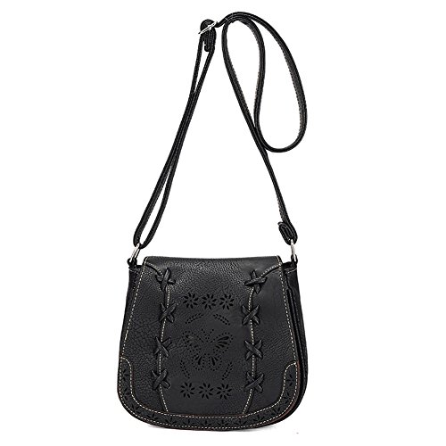 Toniker Women's Crossbody Saddle Bags PU Leather Small Shoulder Bag with Adjustable Strap and Magnetic Button