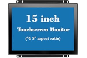 RIUIIN 15 Inch Open Frame Capacitive Touchscreen Monitor,1024x768 Resolution 4:3 Aspect Ratio Waterproof,VESA+Panel Mount, for Kiosk, Automation, POS，Vending，HMI and Digital Signage 7x24h Work