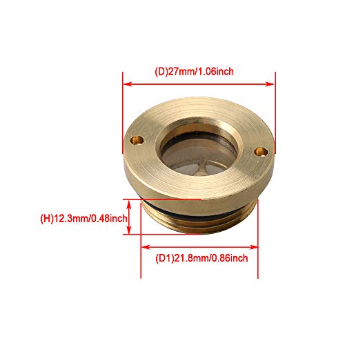 CNBTR M22x1.5 Brass Round Shape Screw-in Oil Level Sight Glass Tank Sight Glass Pack of 2 - Thumbnail 3