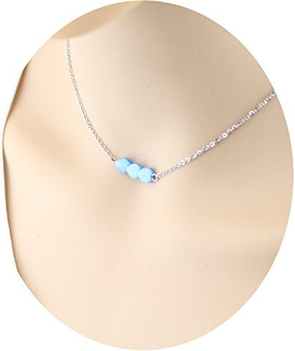 Blue Cat Eye Heart Beads Choker - Novelty Heart Shape Bridesmaids Cat Eye Stone Collar Choker Sliver Filled Big Custom Blue Tiny Bright Handmade Cat Eye Necklace for Wedding Party