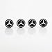 Set of 4 Fit Mercedes Benz Logo Laser Engraved Black Aluminum Metal Cap Stainless Steel Screw for Car License Plate Frame