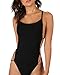 HUILAN Women's Criss Cross Spaghetti Strap Back Bodysuit Black S