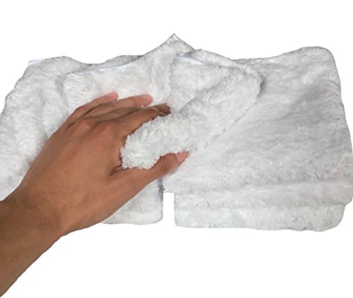 Real Clean Fantasy Facial Plush Microfiber Face and Hand Wash Cloth Towel for Exfoliating, Washing & Cleansing Pores Easily Removes Makeup, Oil & Dead Skin Cells 12x12, White (7 count total/BT6011x2)