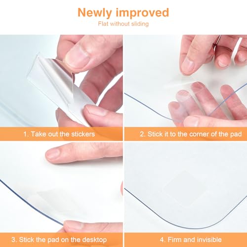 PUEAZU Large Transparent Desk Mat 90x40cm, Transparent Desk Protector PVC 1.5mm, Writing Mat Non-Slip Waterproof Desk Mat for Office/Home