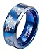 Tungsten Band Beveled Edge the Legend of Zelda Triforce Costume Ring Blue