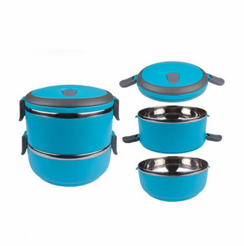 Lunch Box Termica In Acciaio Inox 2L A 3 Strati - Portavivande Sottovuoto Per Cibo Caldo E Freddo