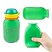 Green 6 oz Squeasy Snacker Spill Proof Silicone Reusable Food Pouch - for Both Soft Foods and Liquids - Water, Apple Sauce, Yogurt, Smoothies, Baby Food - Dishwasher Safe