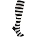 RSG Hosiery Knee High Socks For Teens & Women Solids & Patterns (Black & White Stripe)