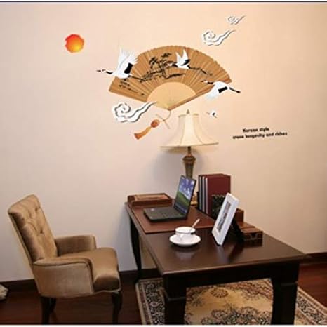 miaoqiushiyi Estilo Chino Tradicional Pared Blanca De La Grúa Stciker