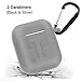 Cuauco AirPods Case Protective Silicone Cover with 2 Anti-Lost Airpods Strap/2 Pairs of Ear Hooks/2 Carabiner/1 Airpods Watch Band Holder/1 Headphone Case for Apple Airpods Accessories (9 Pack)-(Gray)thumb 3