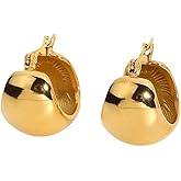 Chunky Gold Hoop Earrings for Women, 14k Gold Plated Thick Triple Hoop Earrings Hypoallergenic Trendy Chunky Gold Hoops Earrings Dainty Jewelry Gifts for Women