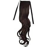 Long Wavy Curly Ponytail Pony Dark Brown Wig Hair Piece Extensions 45cm