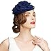 Lawliet Flower Womens Dress Fascinator Wool Pillbox Hat Party Wedding A083 (Blue)