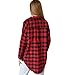 Fanala Womens Plaid Checks Button Down Long Sleeve Long Blouse Tops Shirt Dress