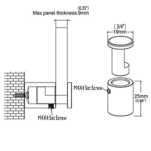 6 MALLEABLE+Standoffs+Aluminum+Burglarproof+Standoff
