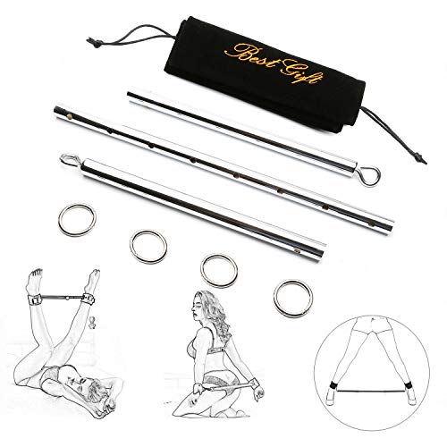 Sovyime Silver Expandable Spreader Bar Sports aid Tools for Legs and Arms, Heavy Duty Position Master Thigh Spreader Tools Home Gyms Wrist Ankle Weight Home Yoga