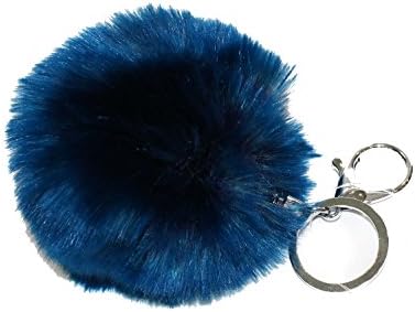 Faux Fur Pom Pom Keychain (Teal)