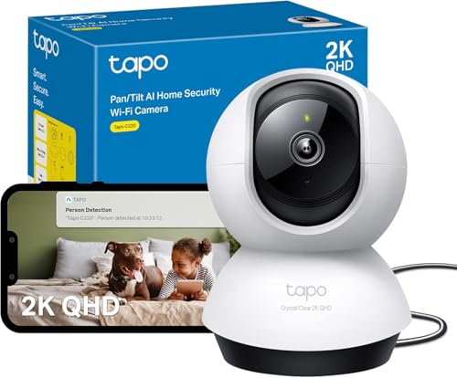 TP-Link C220 360°-WLAN-Überwachungskamera für den Innenbereich, 2K 4MP, IR Nachtsicht, Bewegungserkennung, Zwei-Wege-Audio, kompatibel mit Alexa und Google Assistant, für Babys/Haustiere