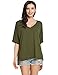 ACEVOG Women's Sexy Long Batwing Sleeve Side Slits Loose Pullover V Neck Casual Top Blouse T-Shirt